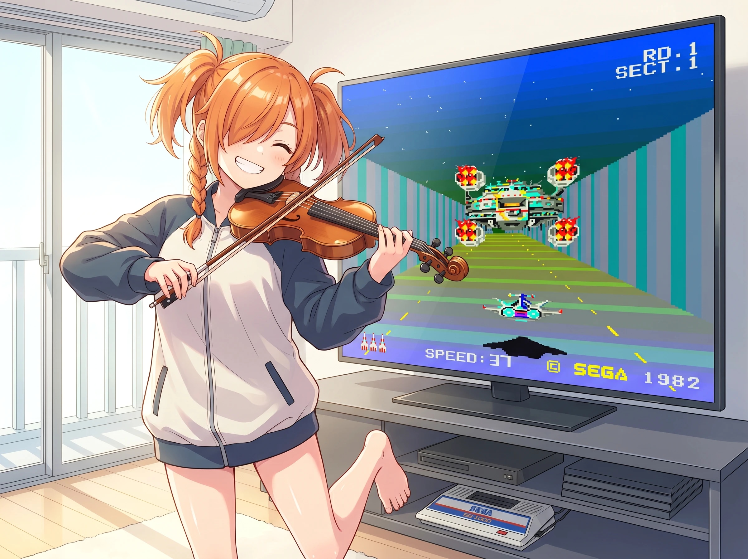 バイオリンでバイオランを操作する目隠れちゃん☆