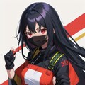 黒マスク黒髪ロング美女 2枚目