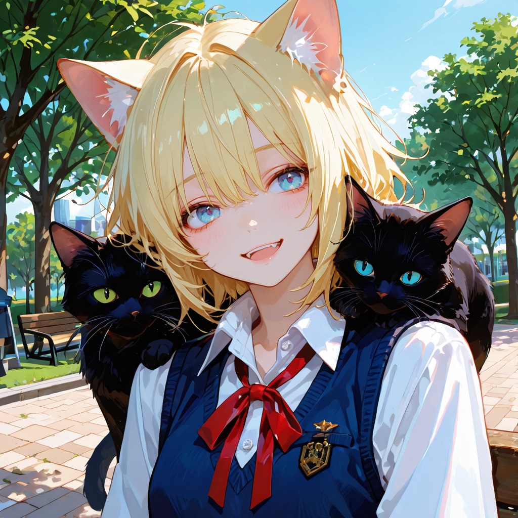 猫娘とでれ助（猫）