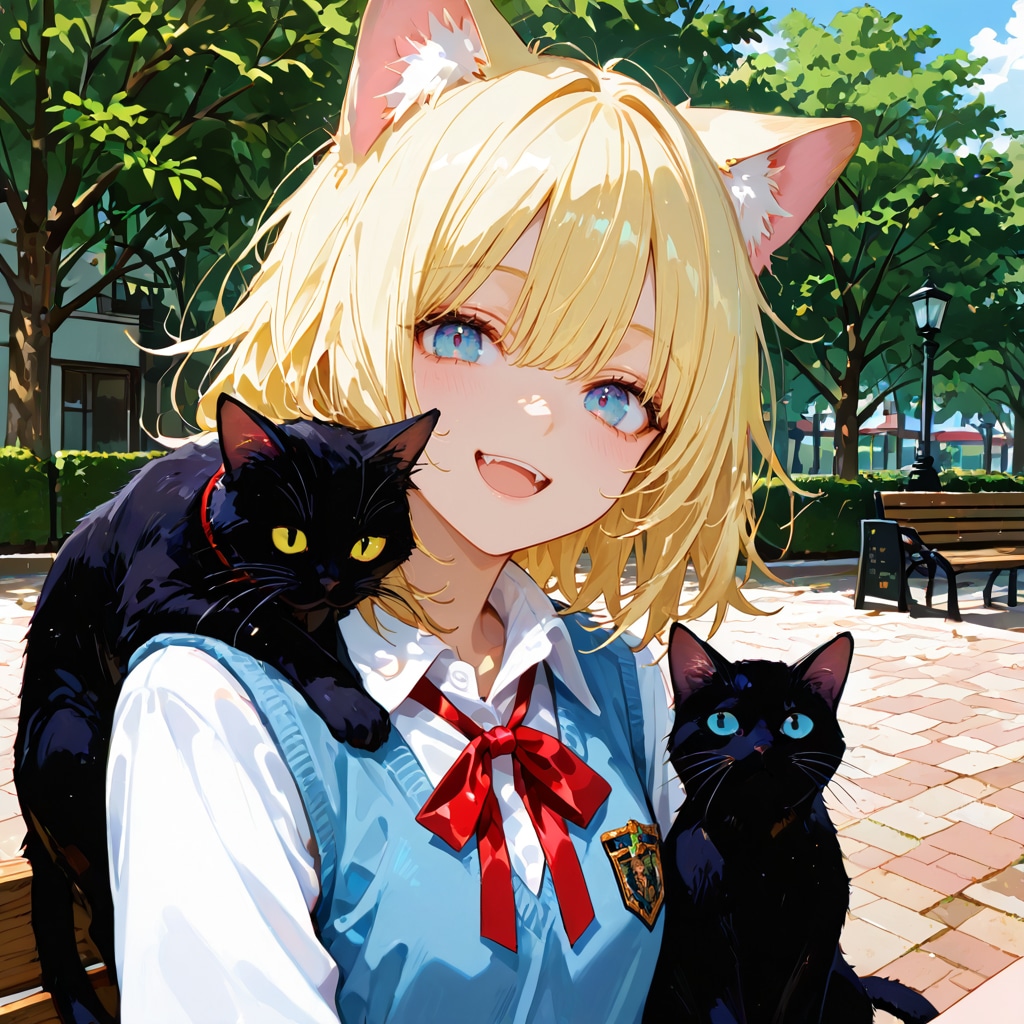 猫娘とでれ助（猫）