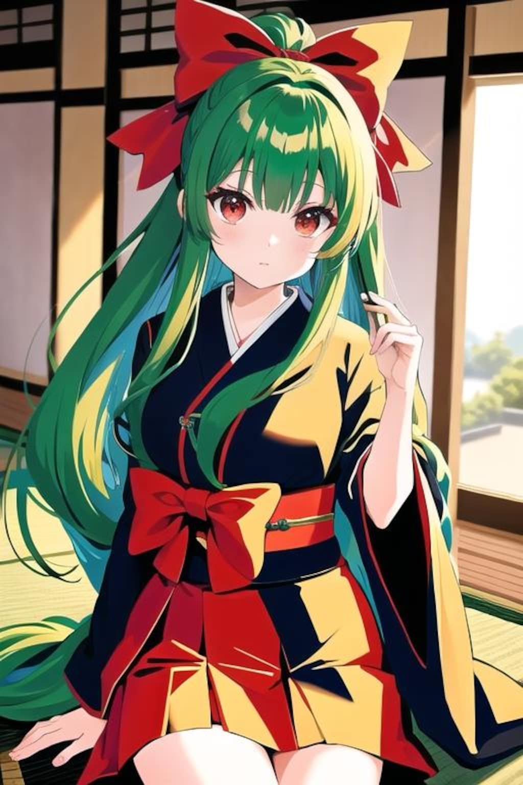 和室と和服の少女