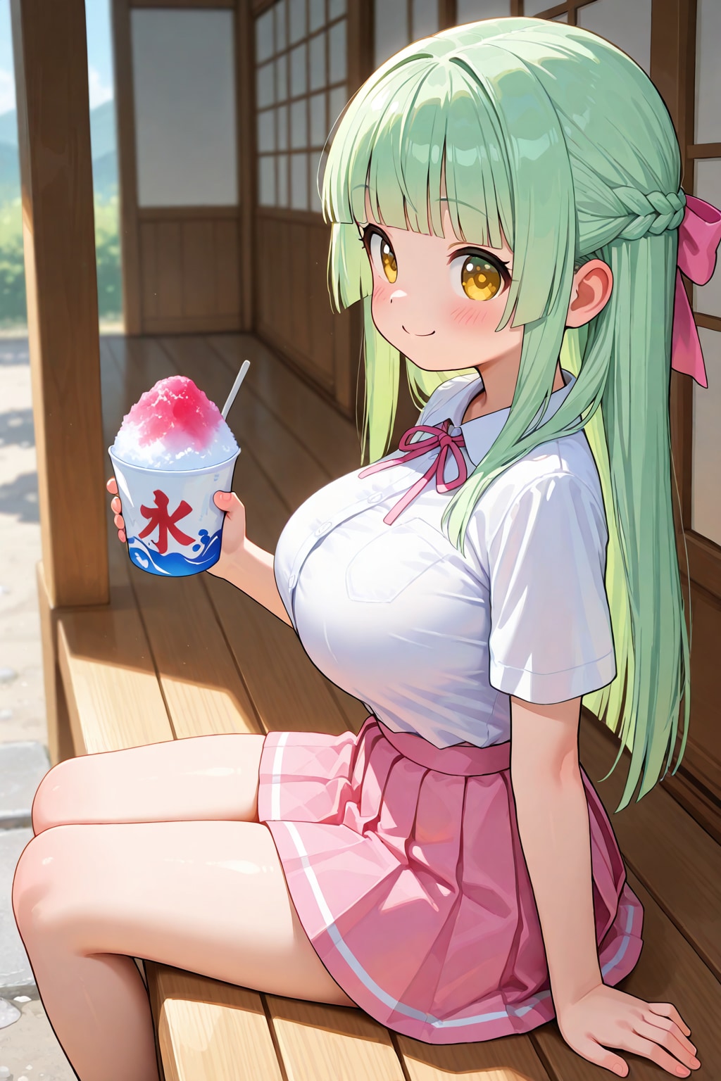 縁側でかき氷