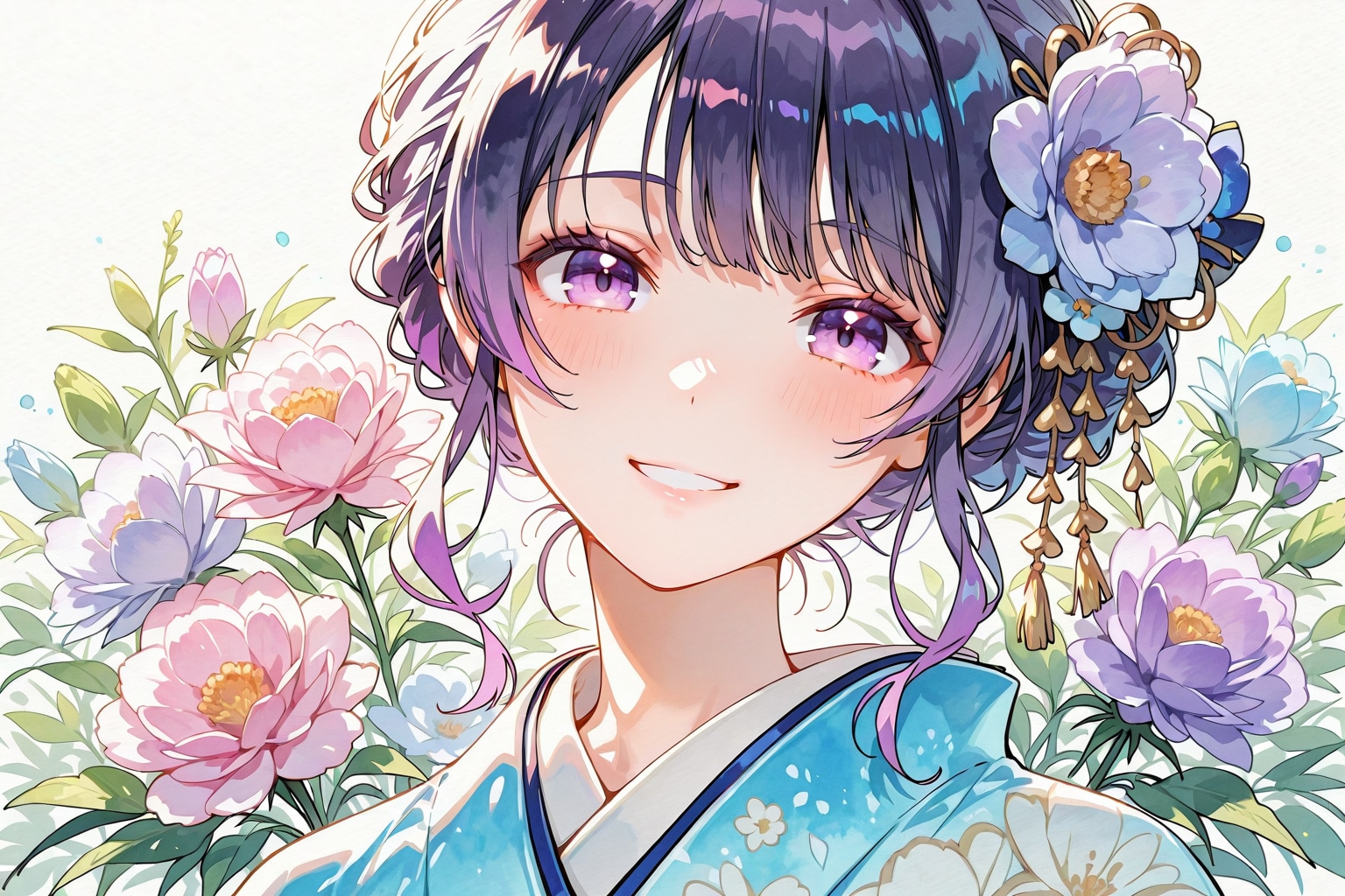 watercolor, girl, flower 7 | の人気AIイラスト・グラビア