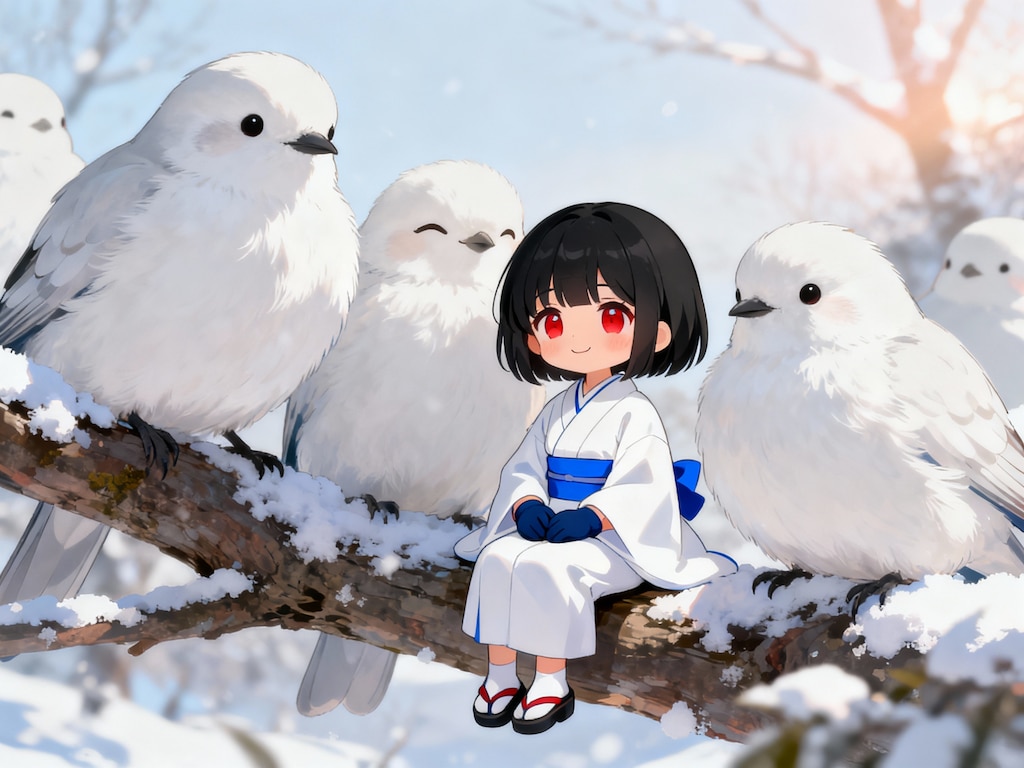 シマエナガと一緒