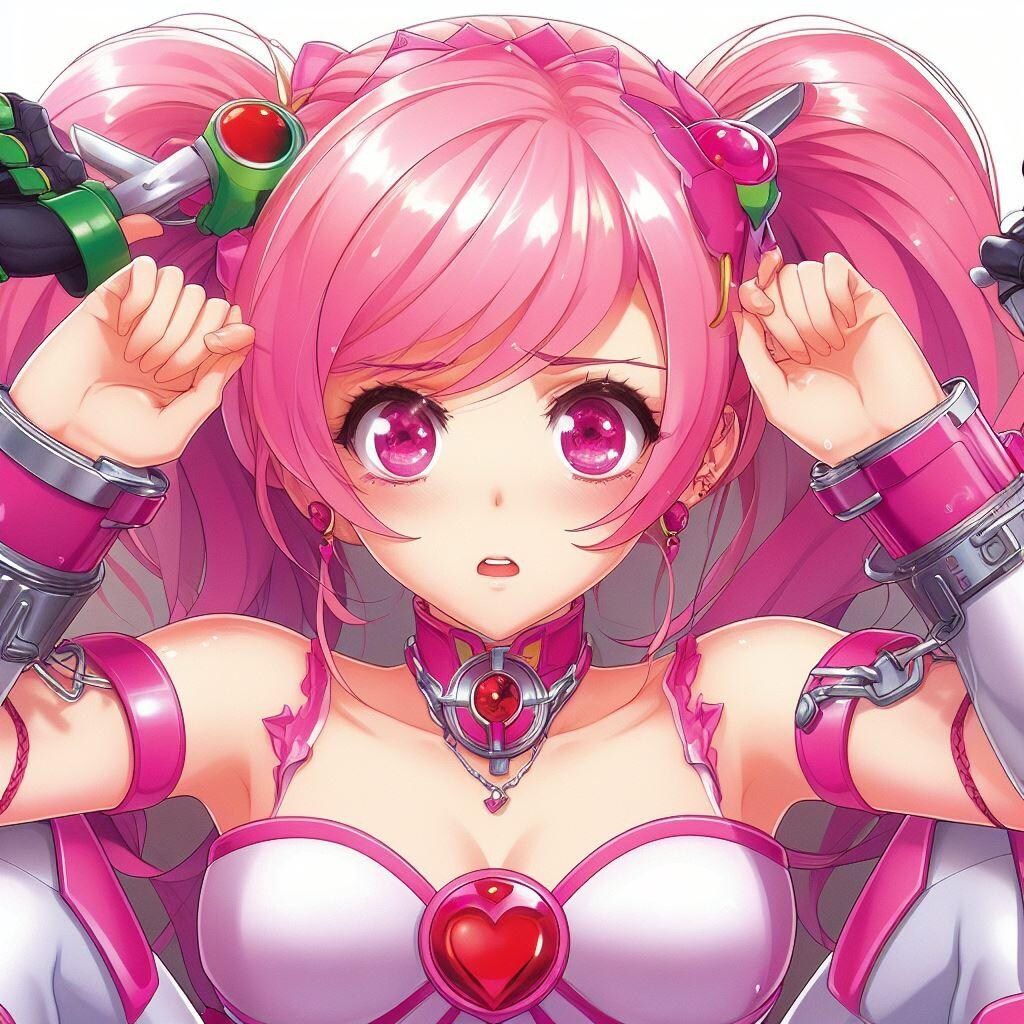変身ヒロインのピンク、拘束される