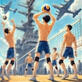 空母でビーチバレー 2枚目