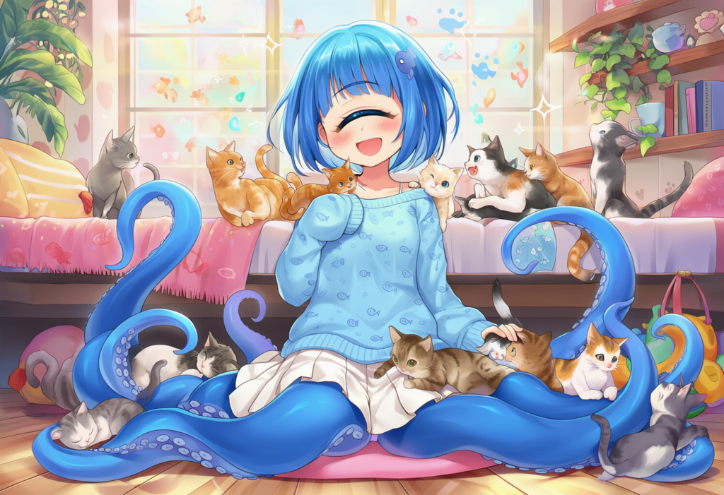 単眼スキュラ　猫と戯れ癒される