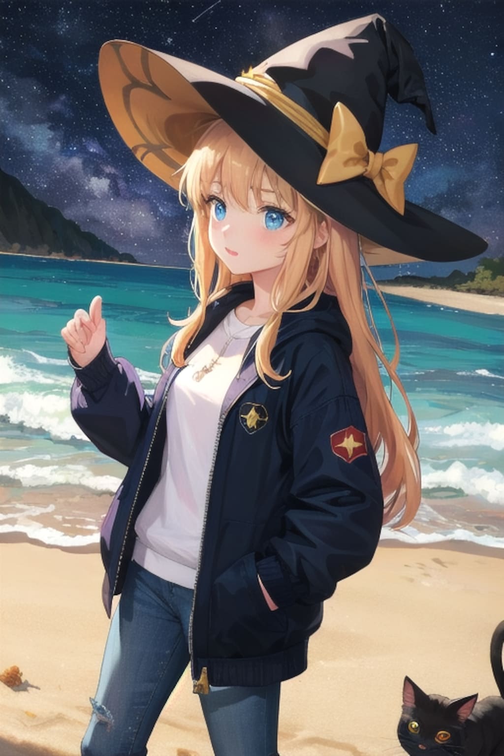 砂浜の魔女と星空