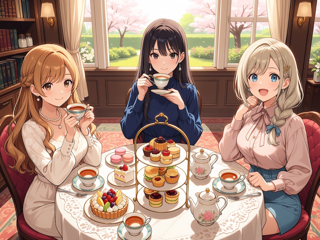 美人三姉妹とアフタヌーンティー・パーティで(ワイド版)