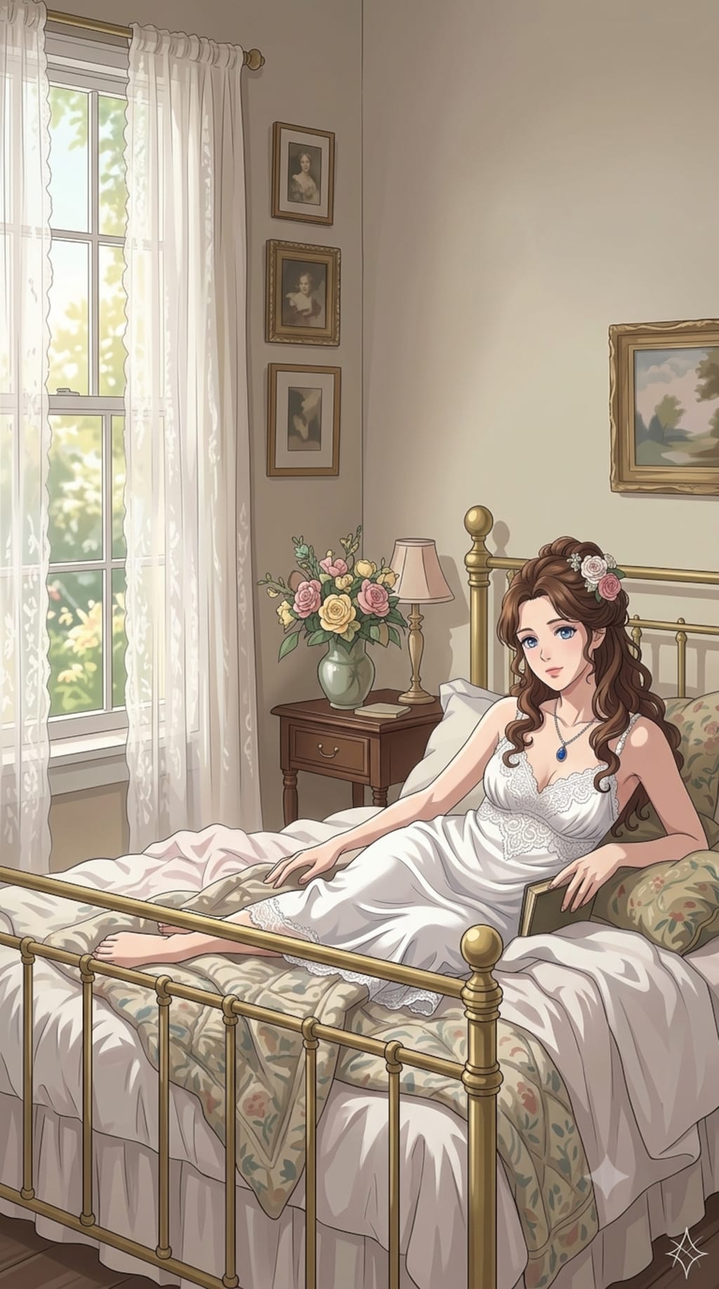 リラックスした女性画