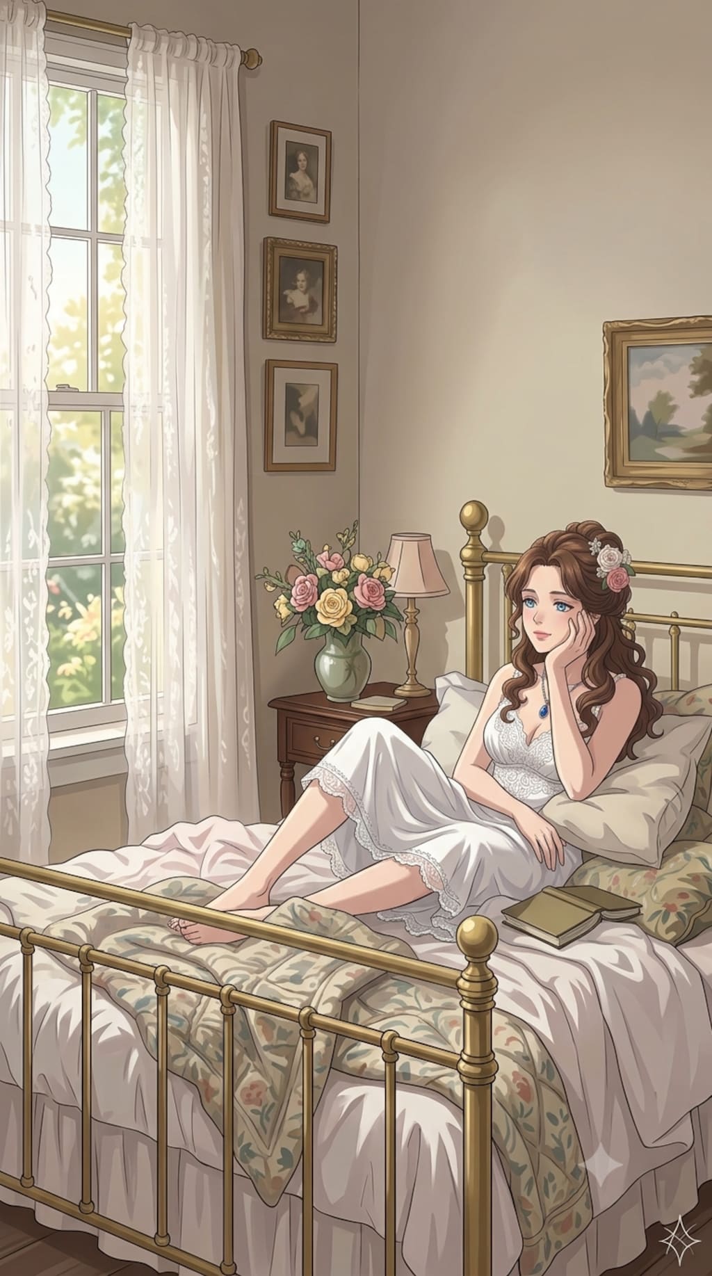 リラックスした女性画
