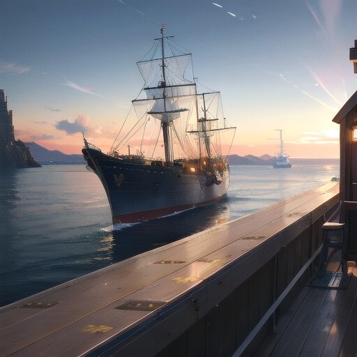 軍艦と夕暮れ