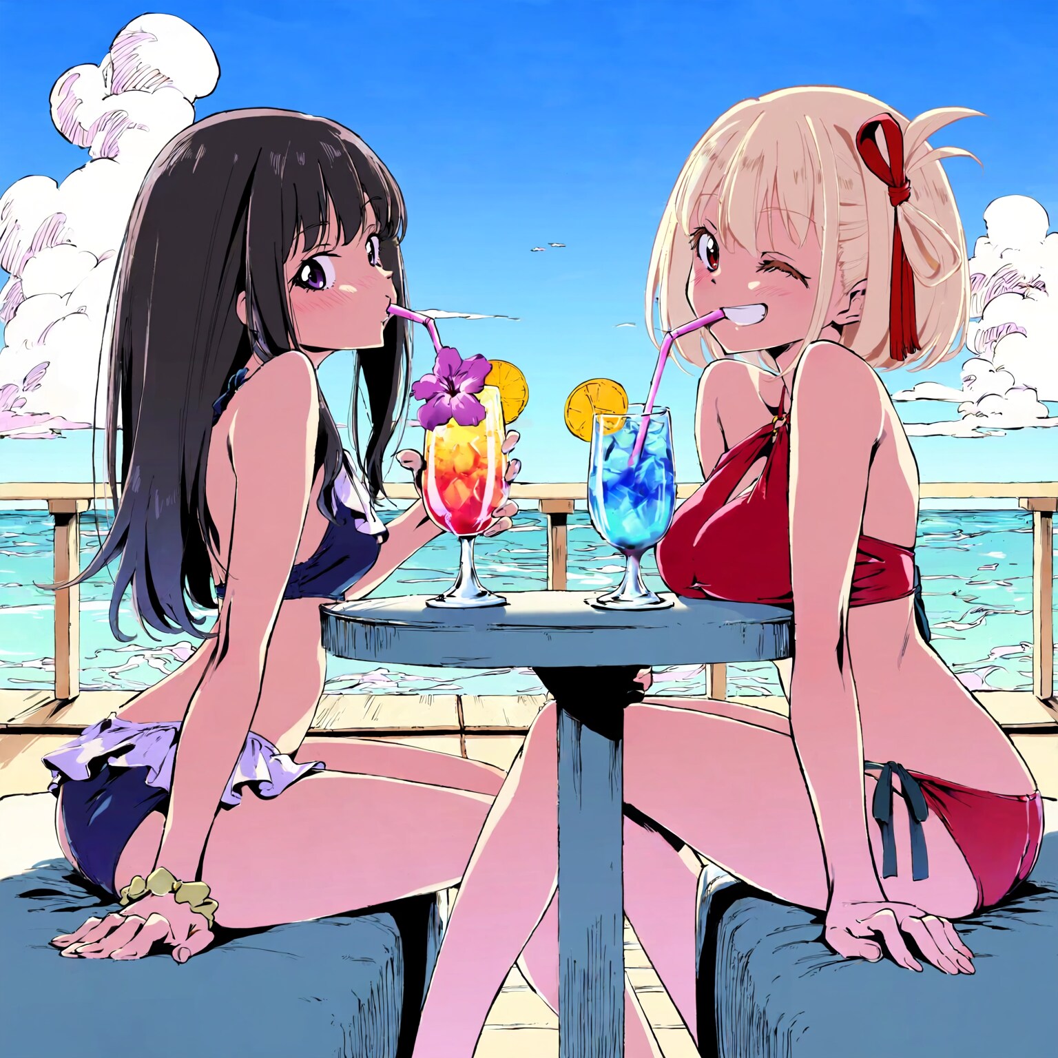 リゾートの二人