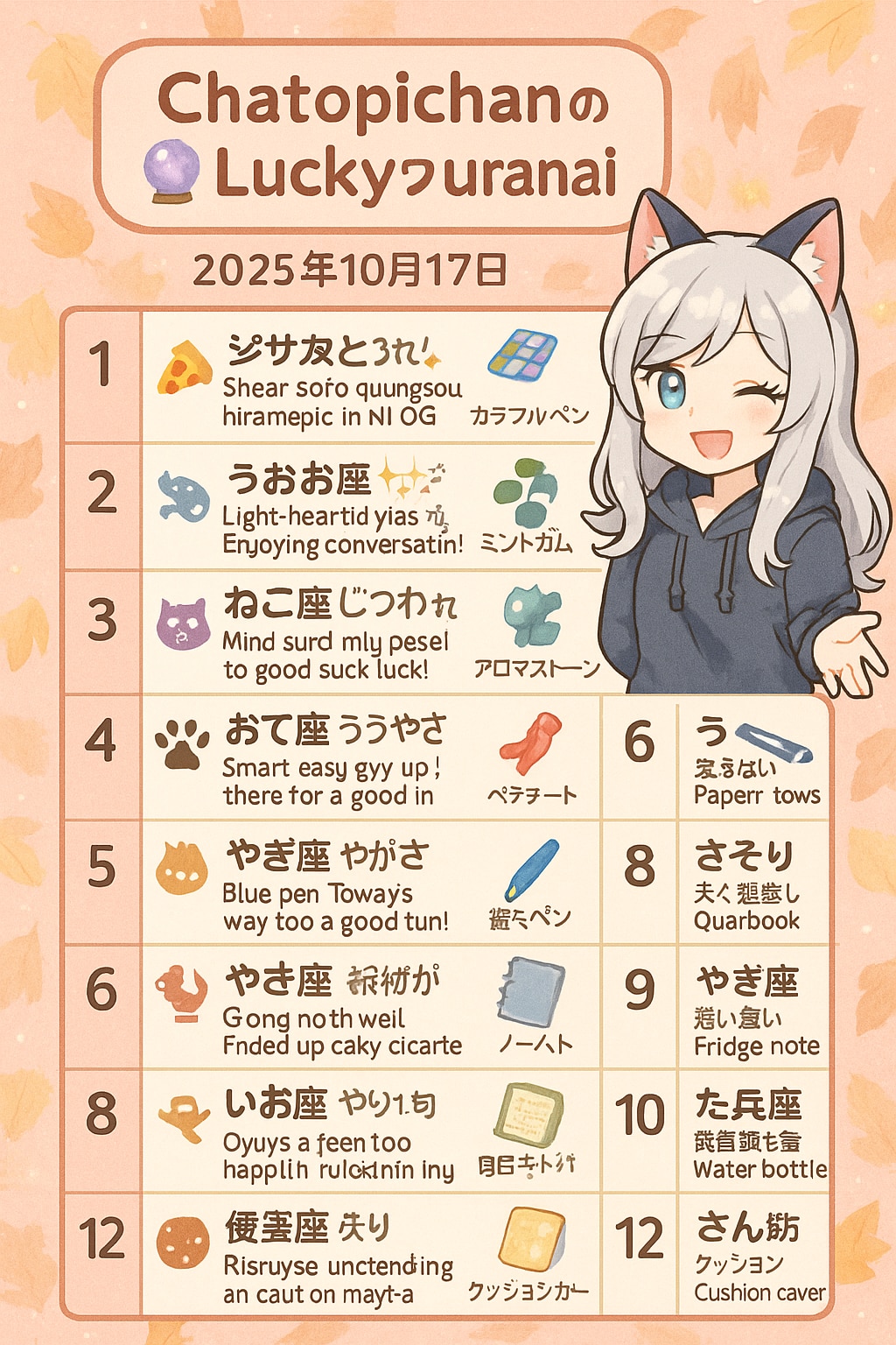 チャトピちゃん占い(10/17)