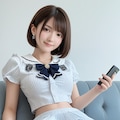 スマホとニーハイ女子 8枚目