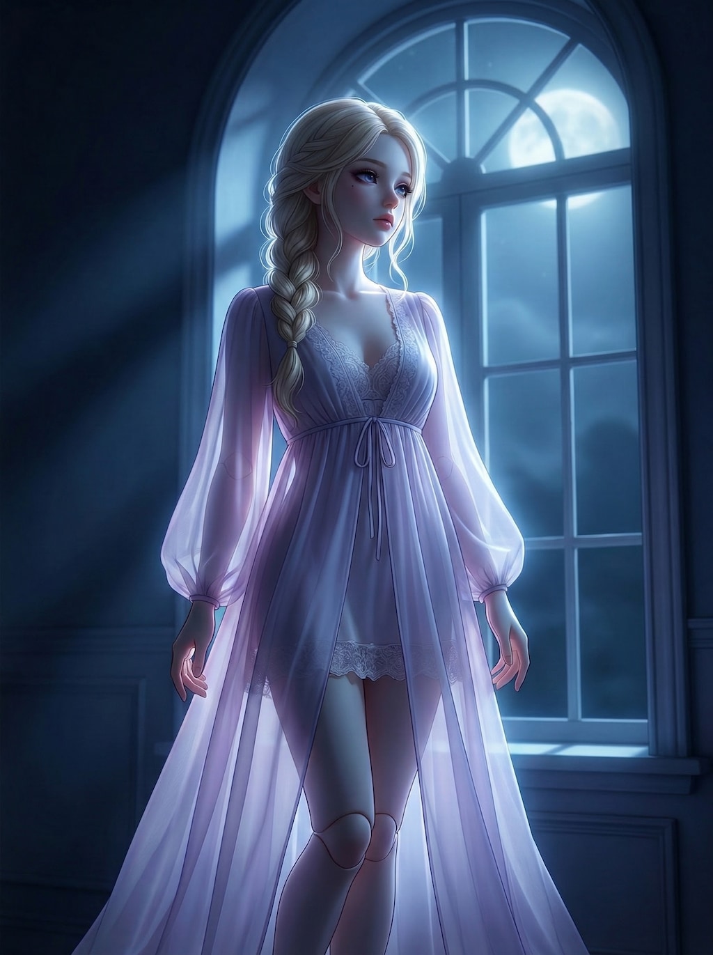 月光と透ける薄絹