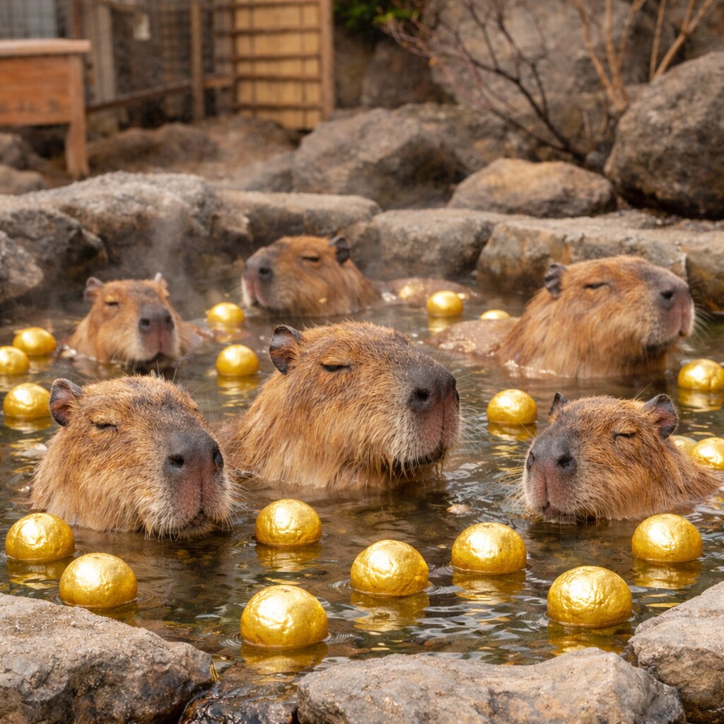 カピバラとキンタマゆず湯