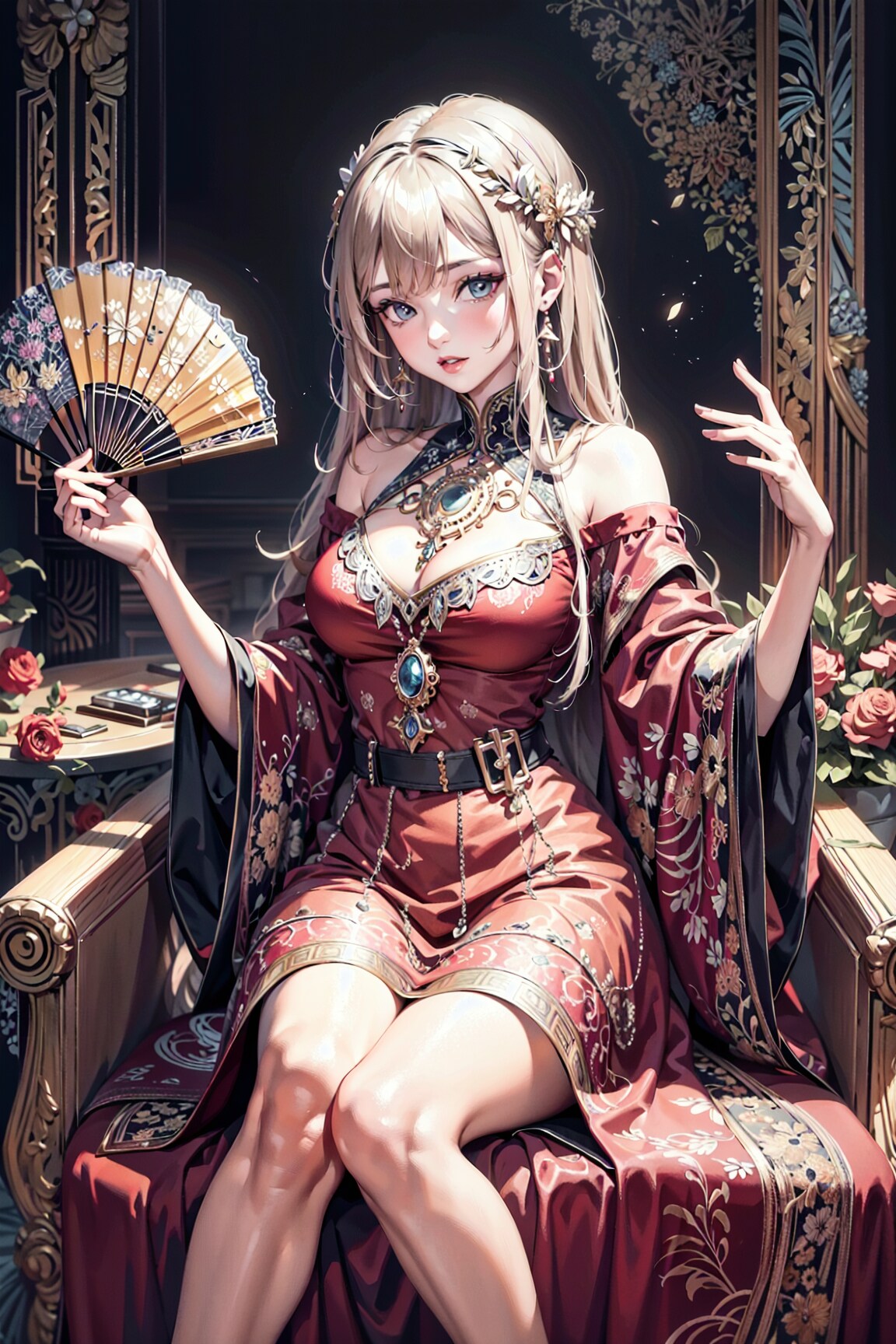 扇子を自慢する女の子