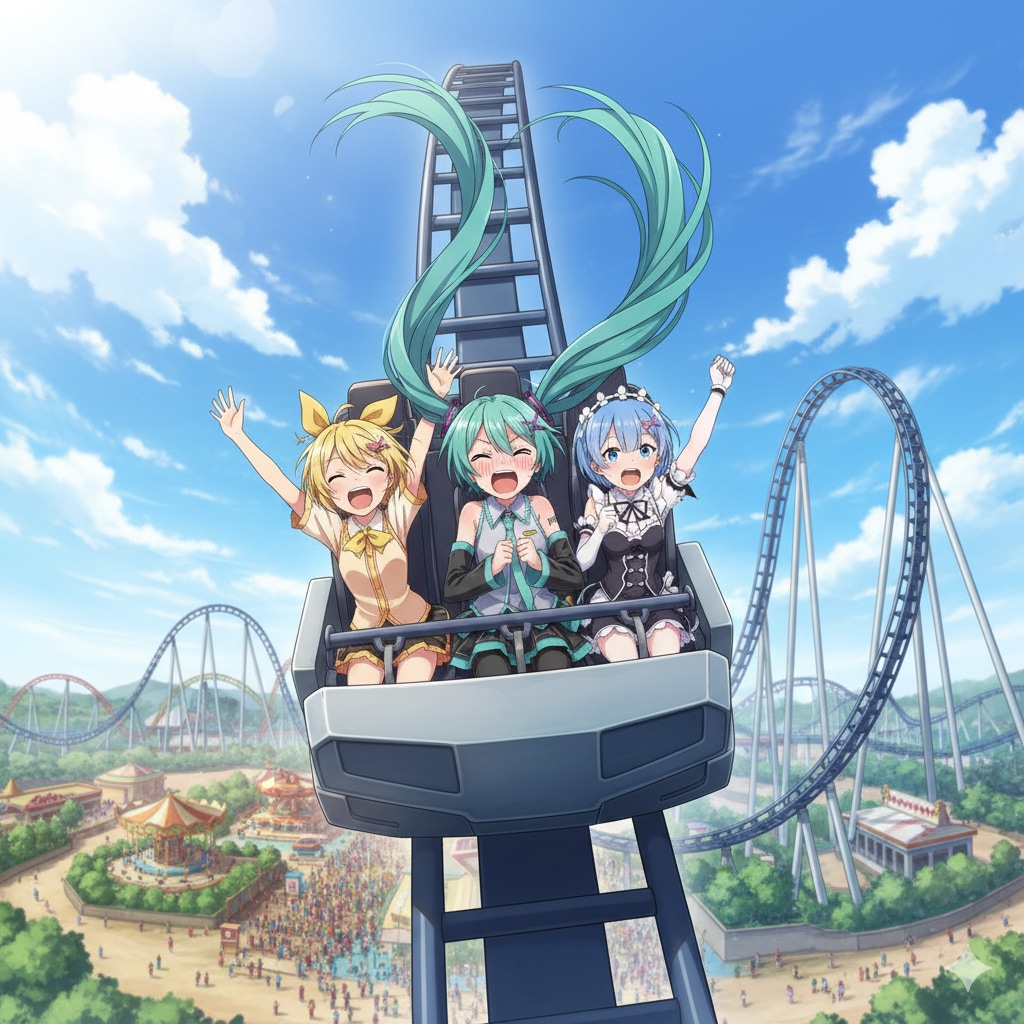 ミクさんたち遊園地に行く | の人気AIイラスト・グラビア