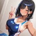 黒髪巨乳ギャルがハイレグ水着で自撮りした件 3枚目