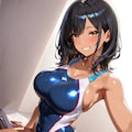 黒髪巨乳ギャルがハイレグ水着で自撮りした件 8枚目
