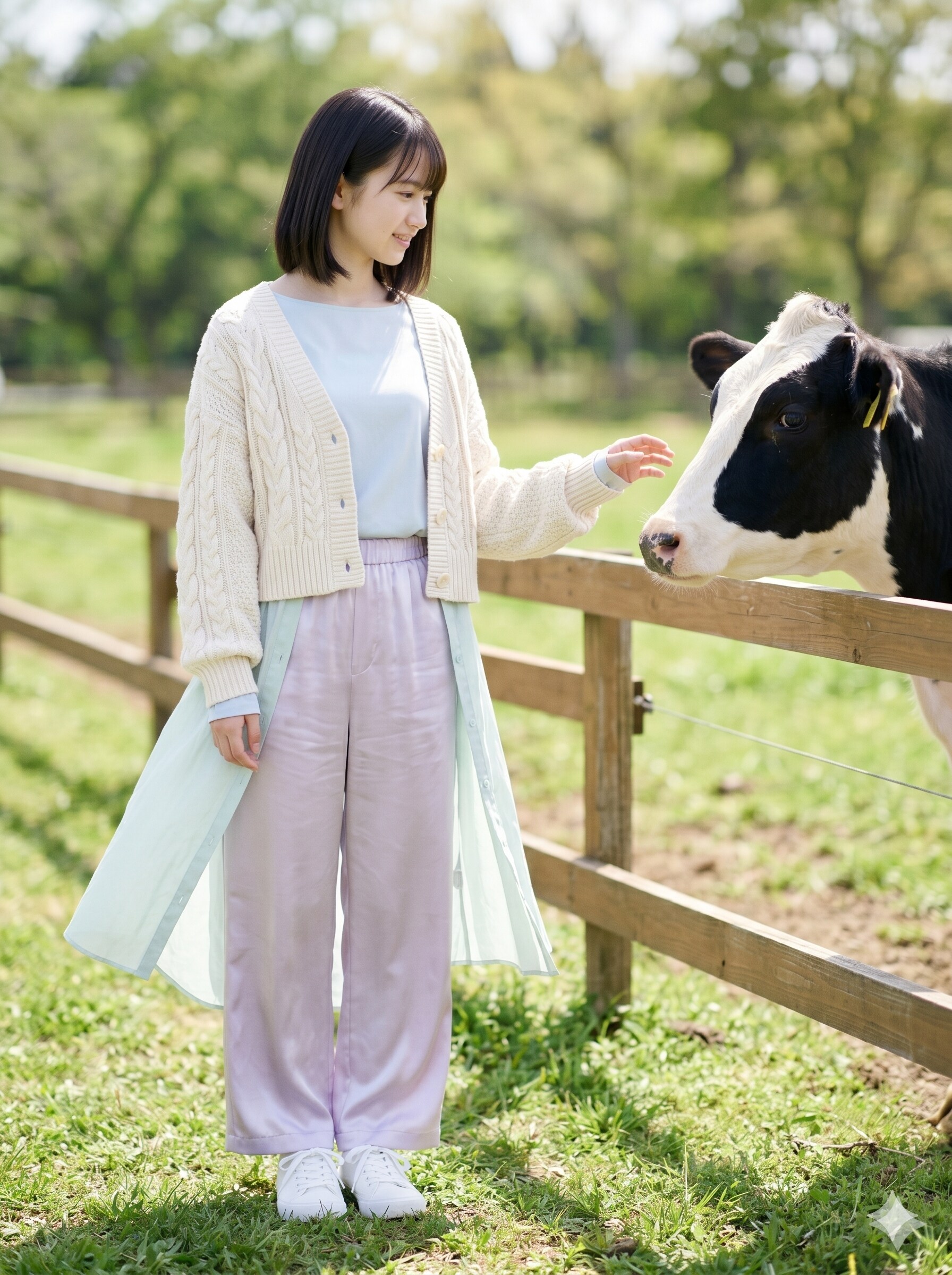 普通の美少女　ふれあい動物園・乳牛