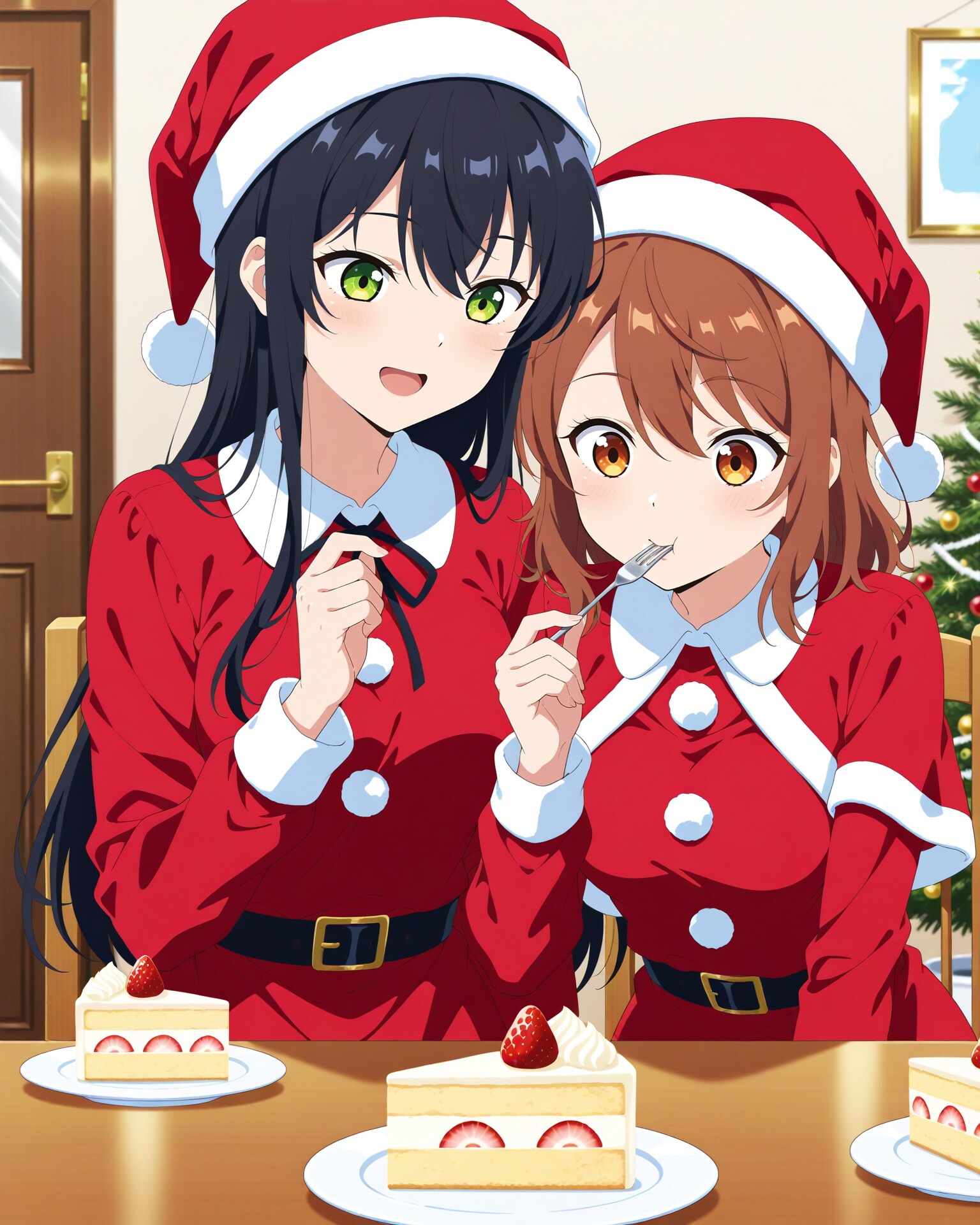 2人でケーキを食べるクリスマス
