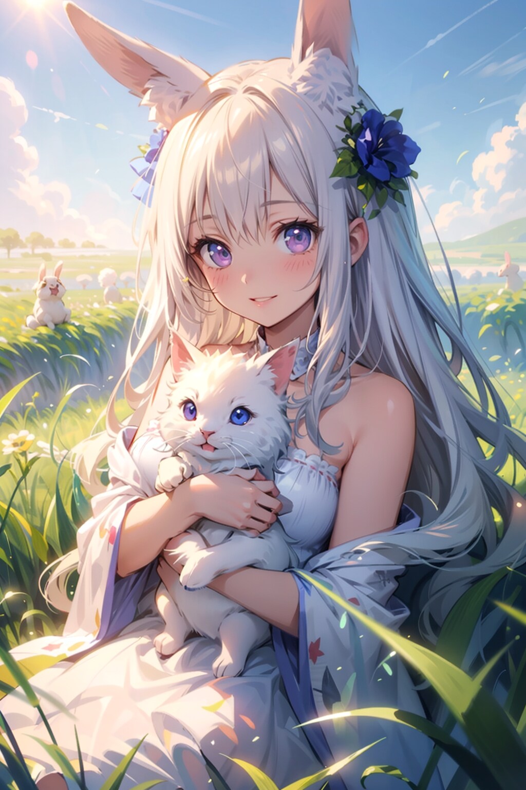 Cuddling with Kitty [OC; Raena]