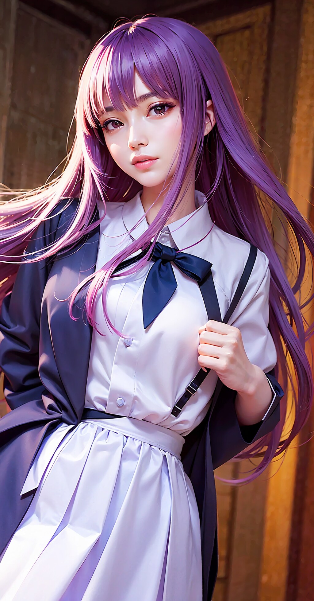 紫色の髪の美女