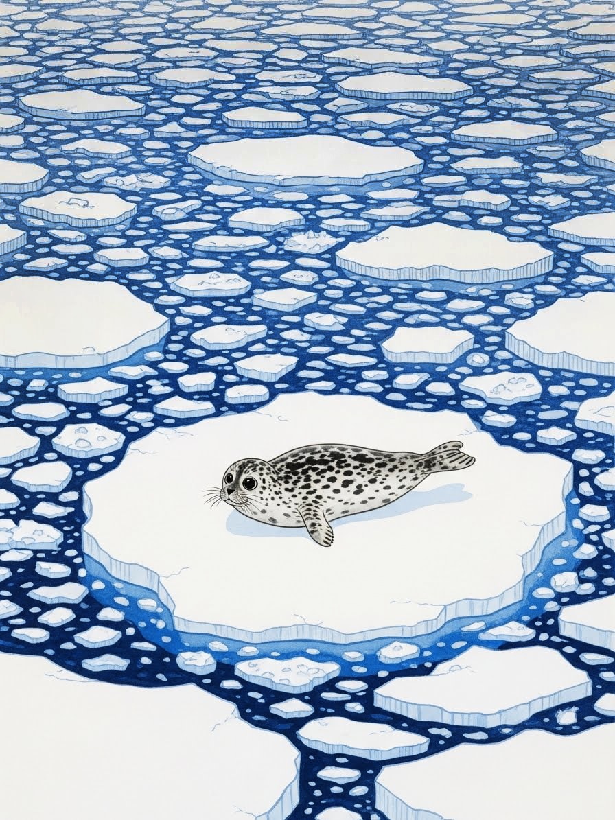 流氷に乗ってやってきたアザラシちゃん | の人気AIイラスト・グラビア