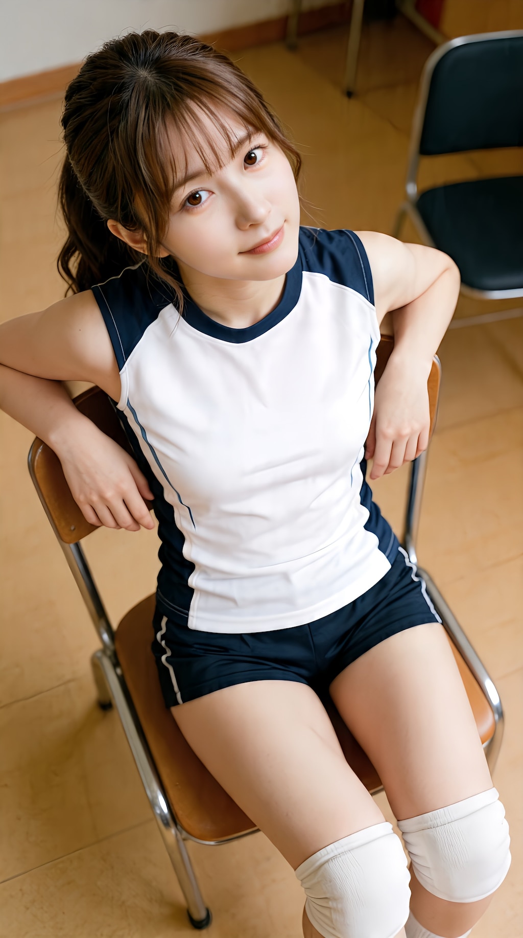 スポーティー女子の無防備な生足