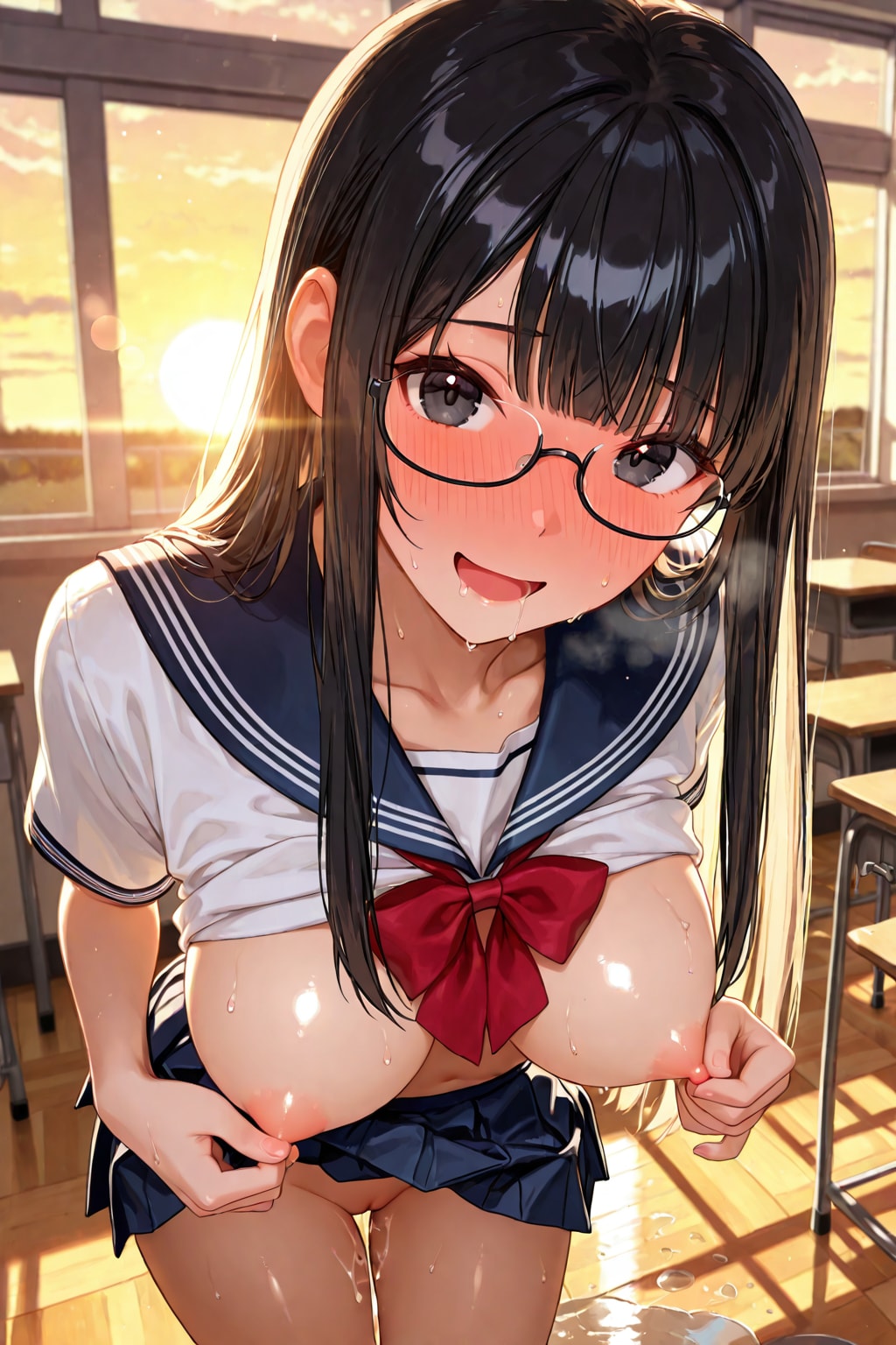 夕日が差す教室で。