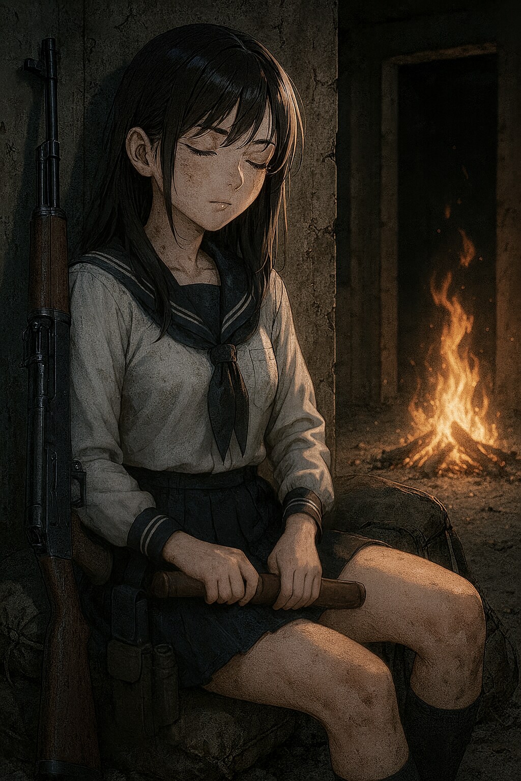 一眠りしていたポストアポカリプスの女子高生