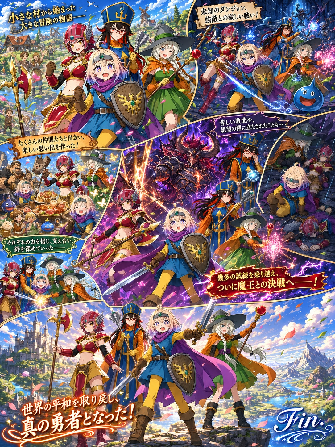 ドラゴンクエストの日（ウチの子パーティ魔王を倒す） | の人気AIイラスト・グラビア