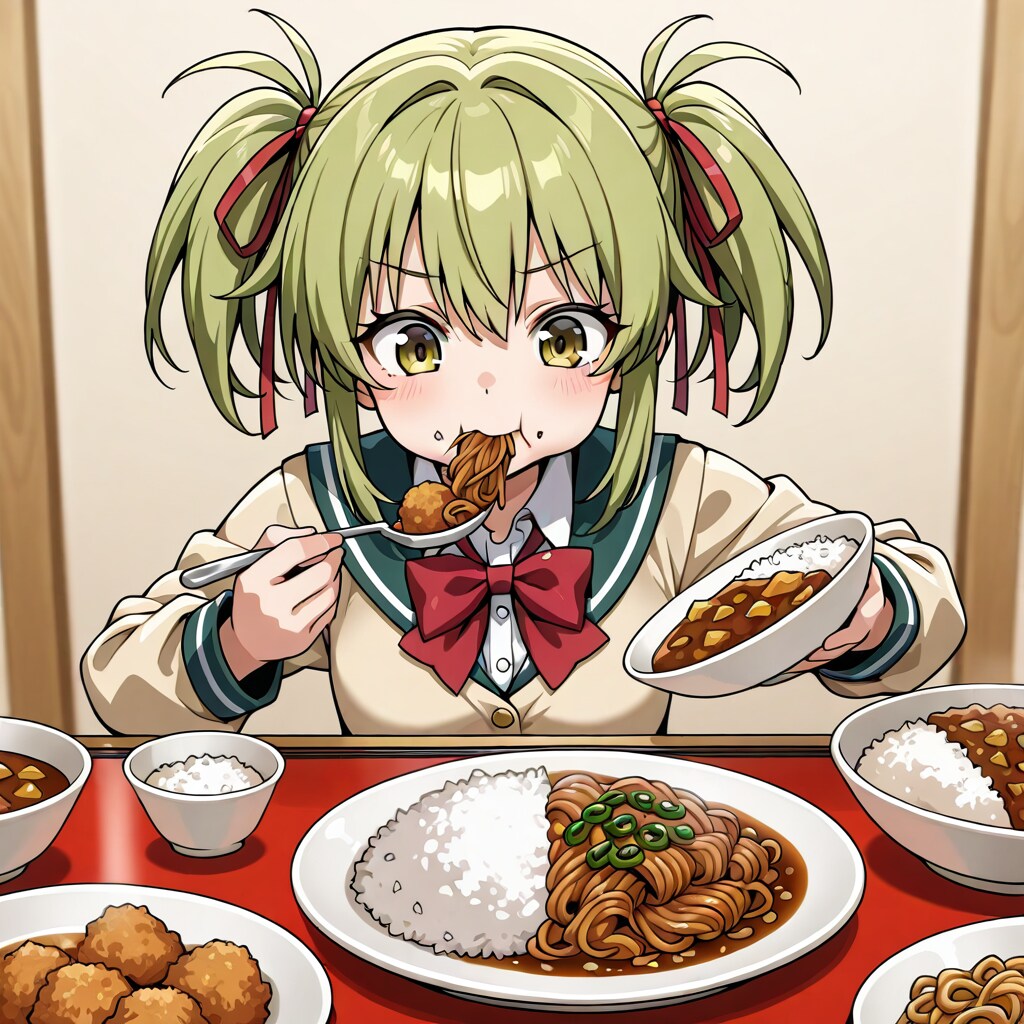 カレーコロッケ焼きそばを食べている260903 | の人気AIイラスト・グラビア