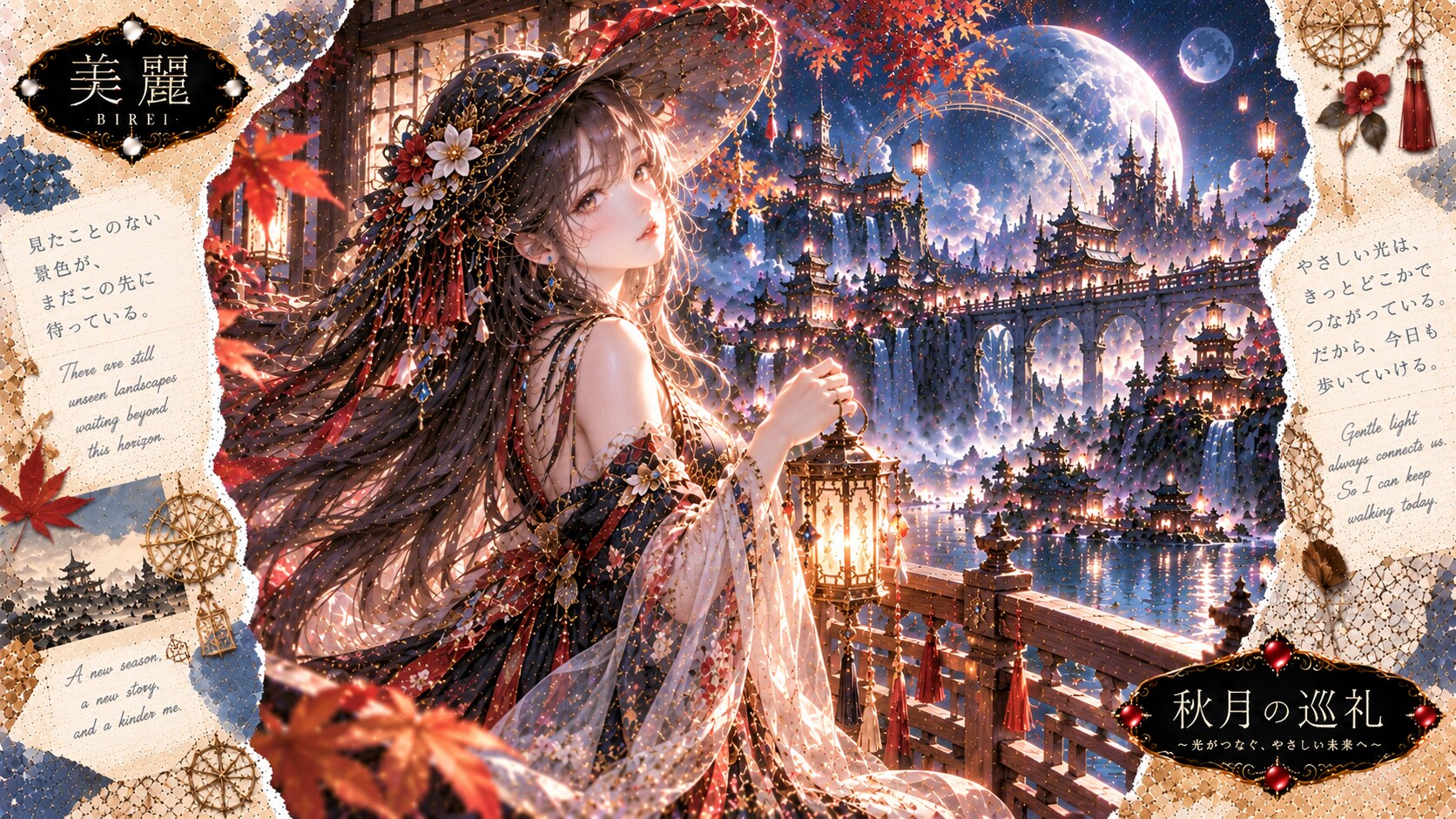 Autumn Moon Pilgrimage — A Future Connected by Light  There are still unseen landscapes waiting beyo | の人気AIイラスト・グラビア