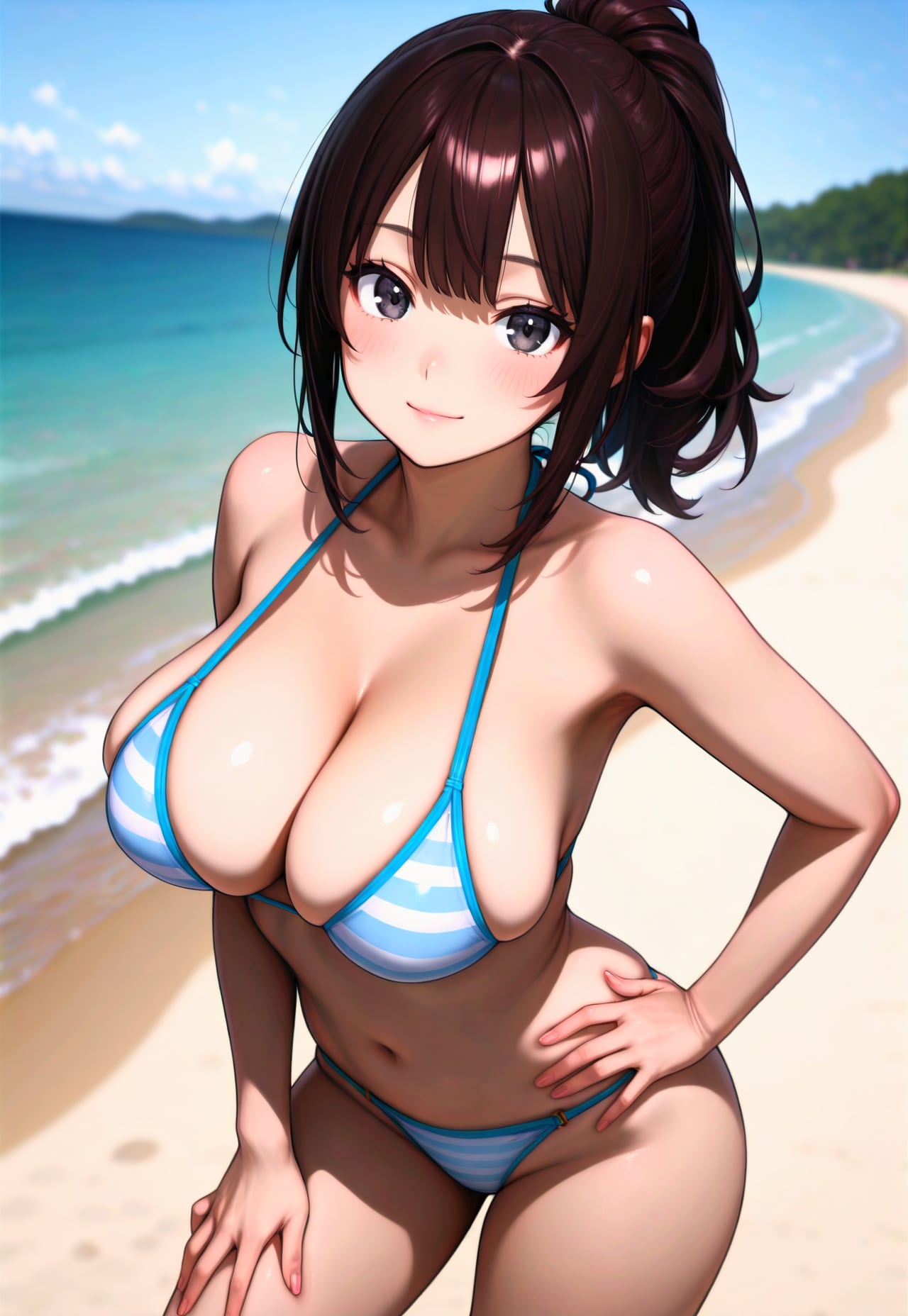 1387（水色ボーダー柄のビキニ）