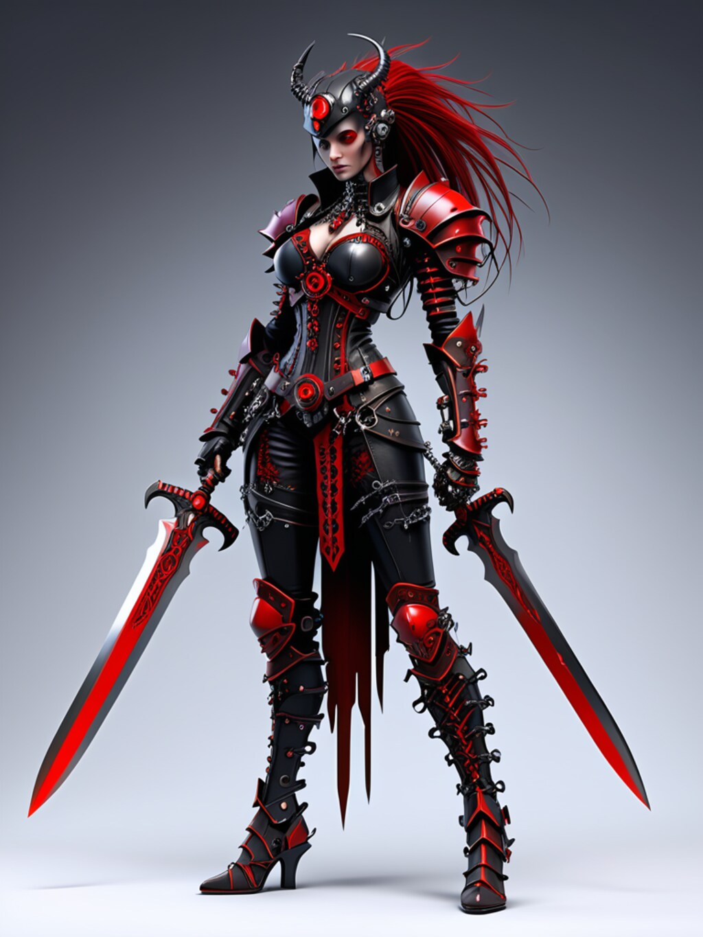 steampunk demon armor girl