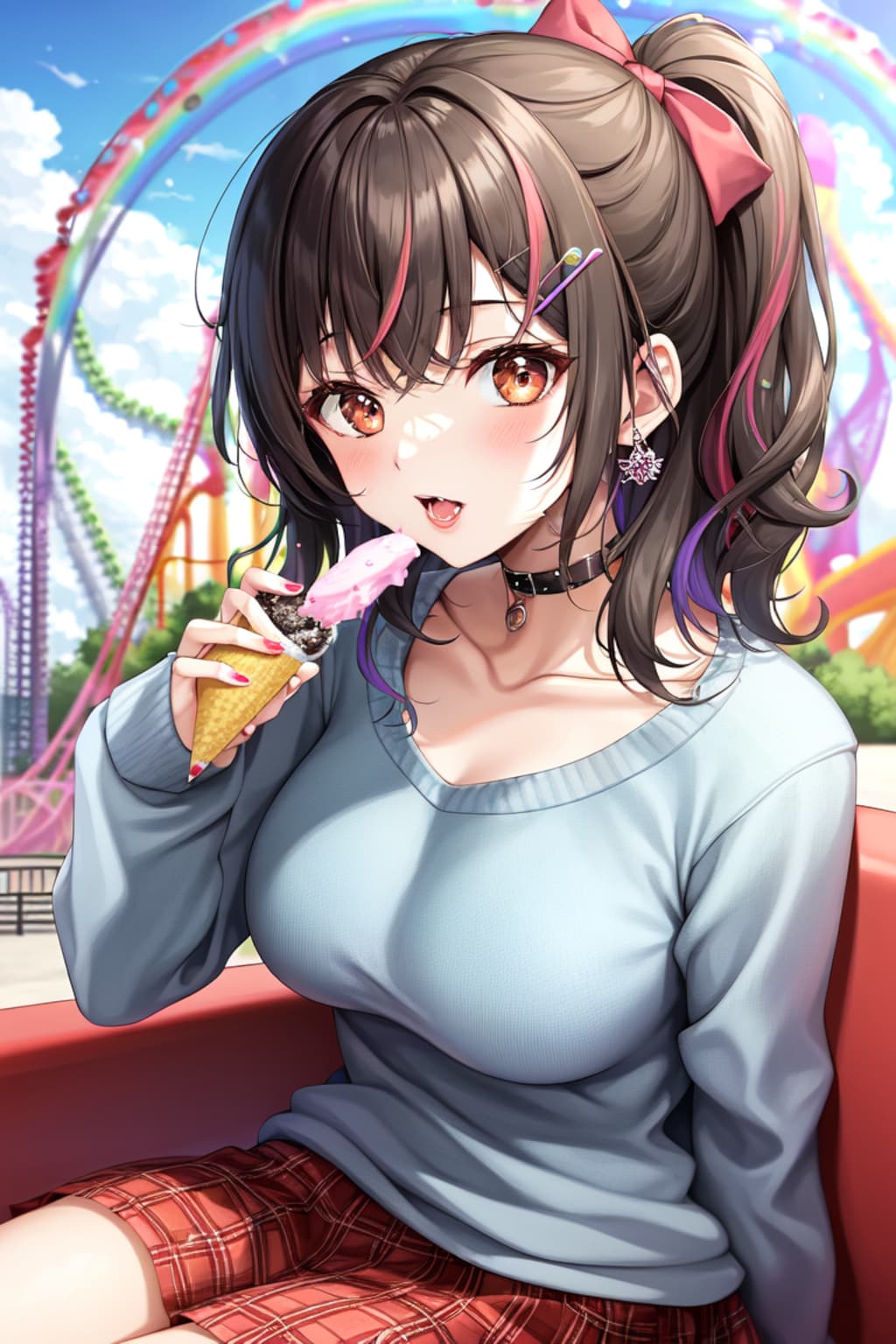 アイスをぺろり