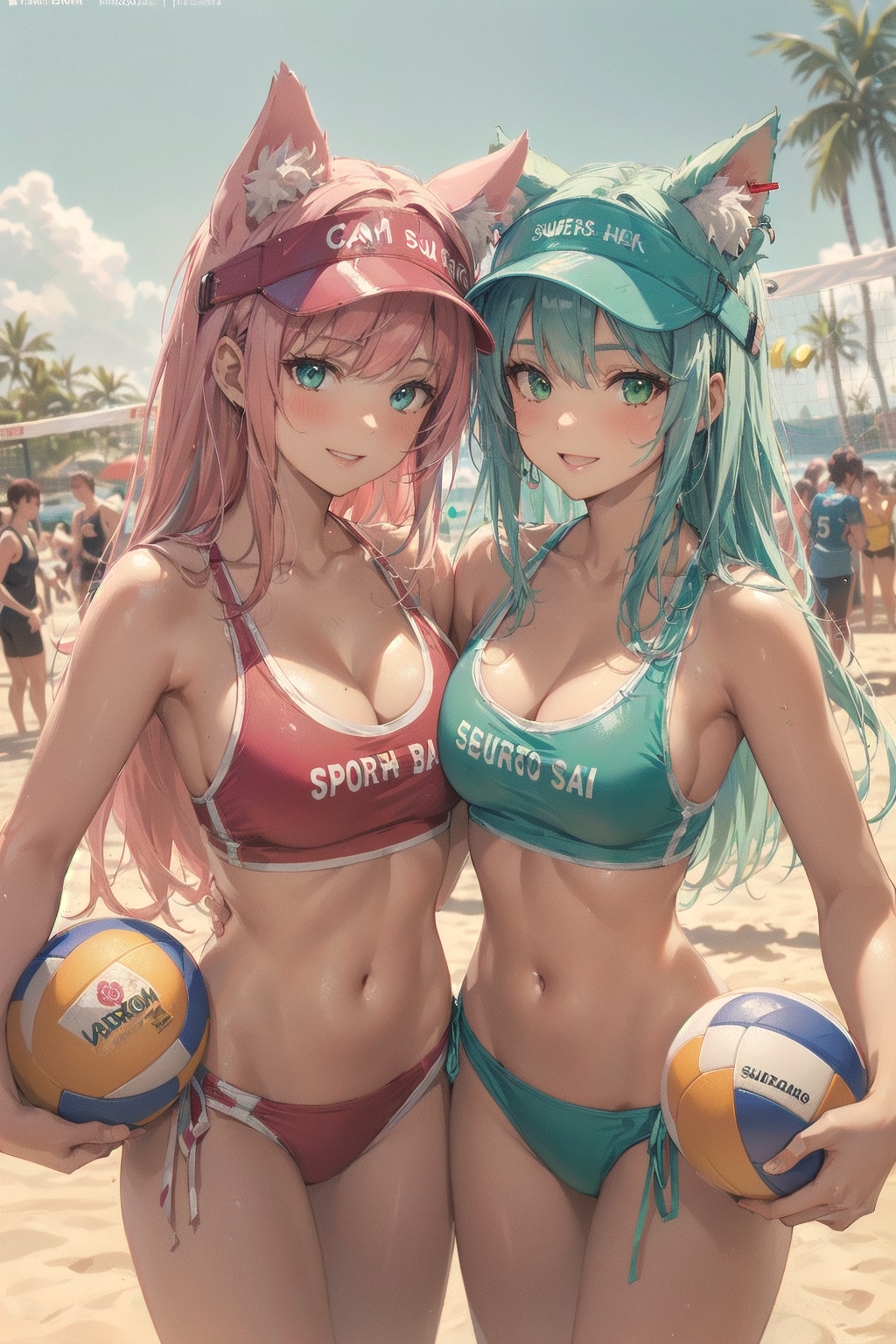 猫耳姉妹のビーチバレー🐱🏐🐱✨