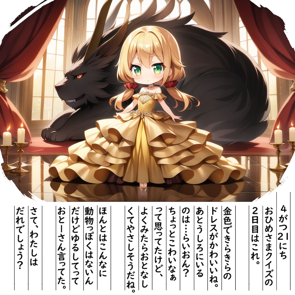 【絵日記】おひめさまあてクイズです②