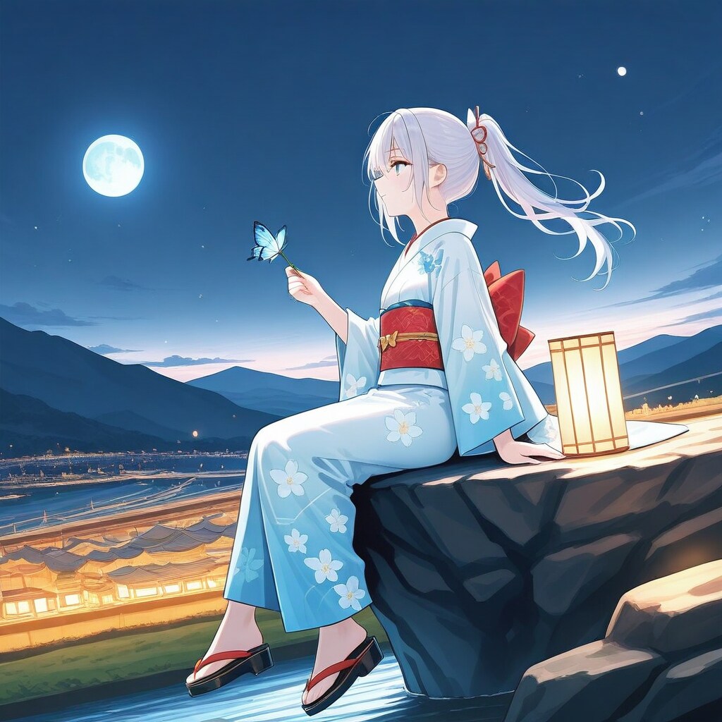 月と白髪ちゃん