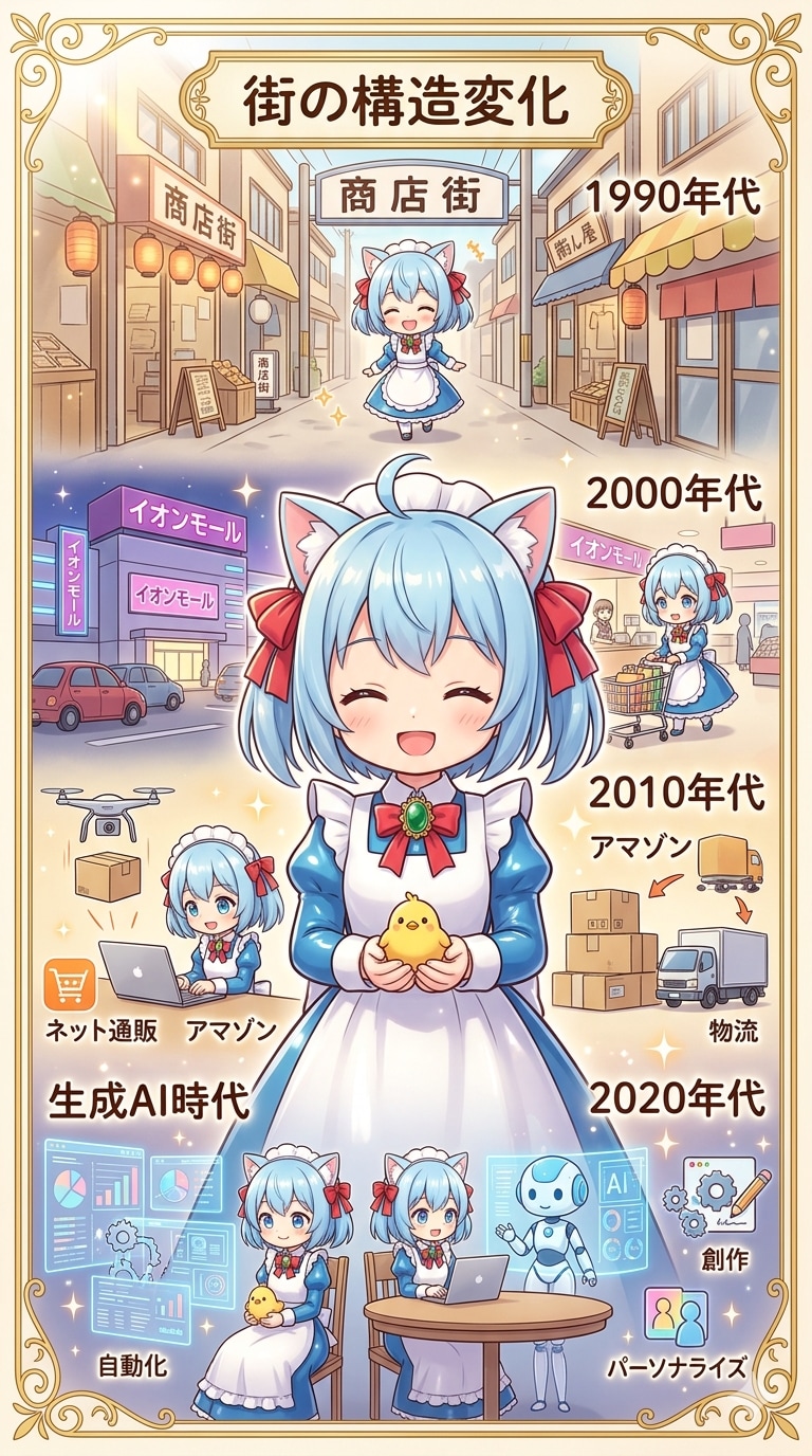 街の構造変化　猫耳ちゃん