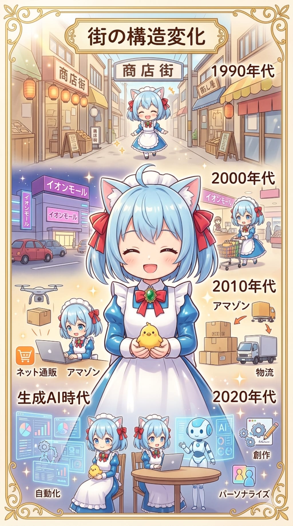 街の構造変化　猫耳ちゃん