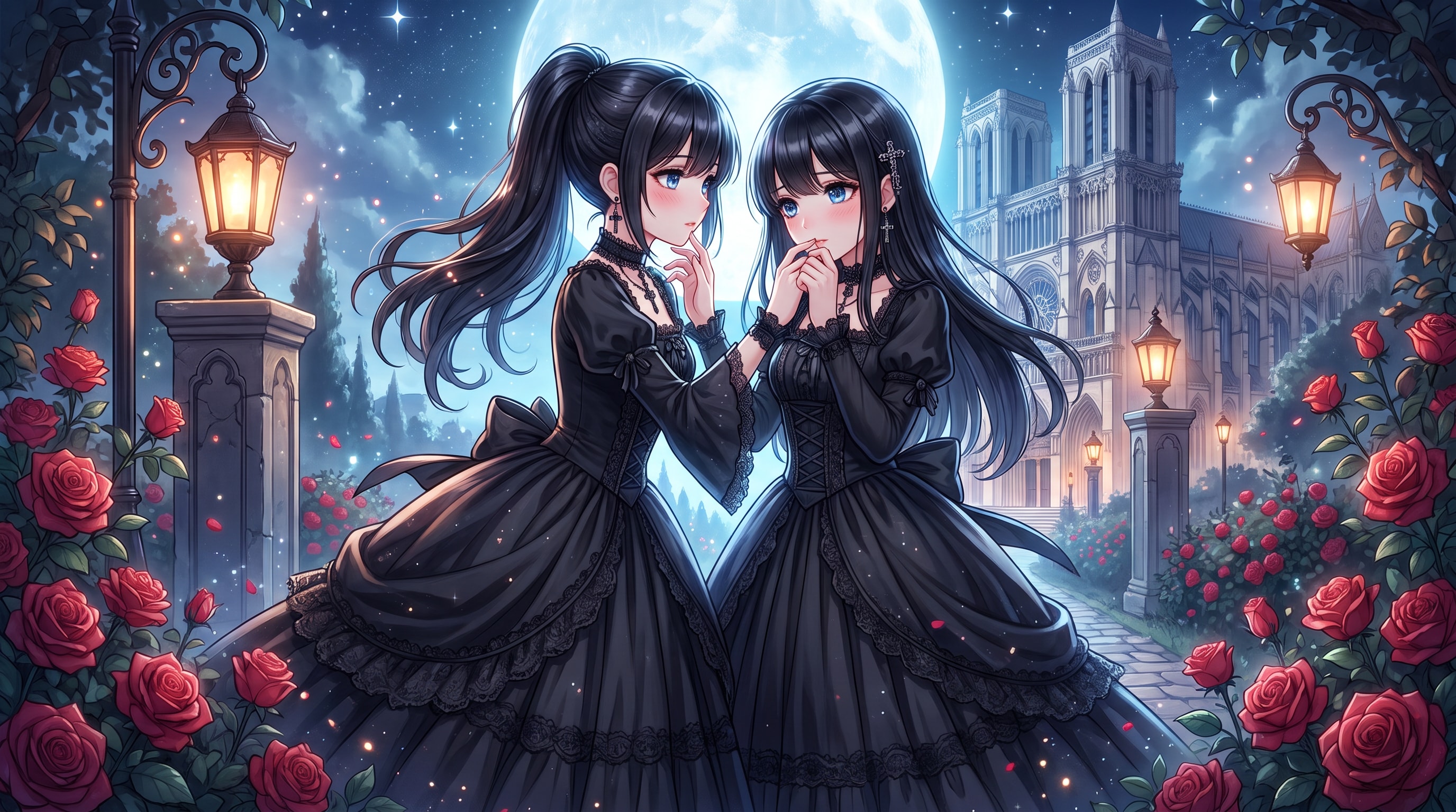 月下薔薇聖堂逢瀬 | の人気AIイラスト・グラビア