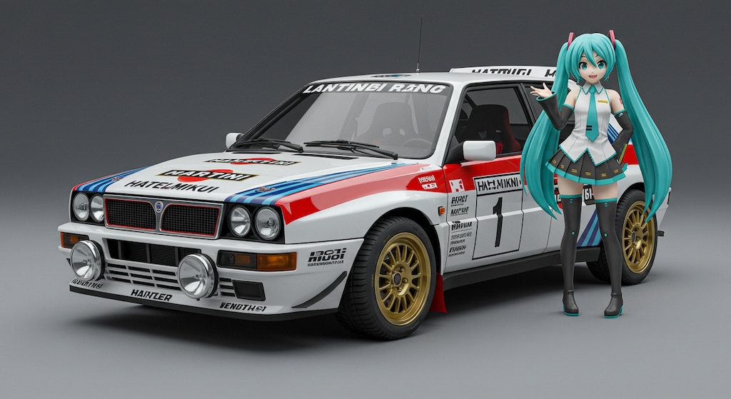 初音ミクとランチアデルタラリーカー