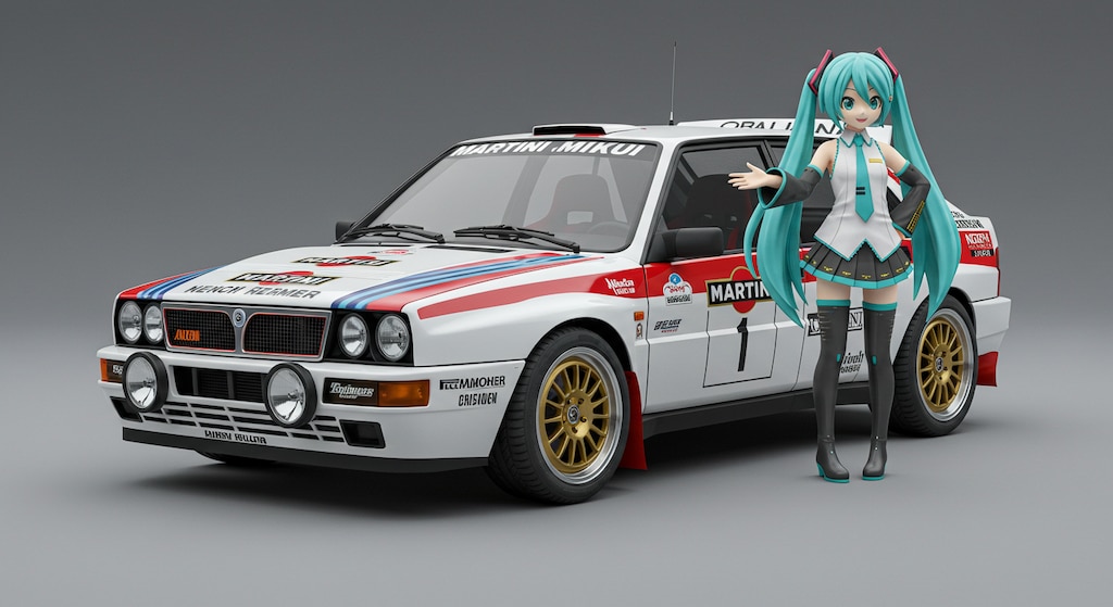 初音ミクとランチアデルタラリーカー