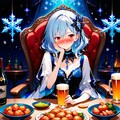 ビールを飲む青髪ちゃん 2枚目