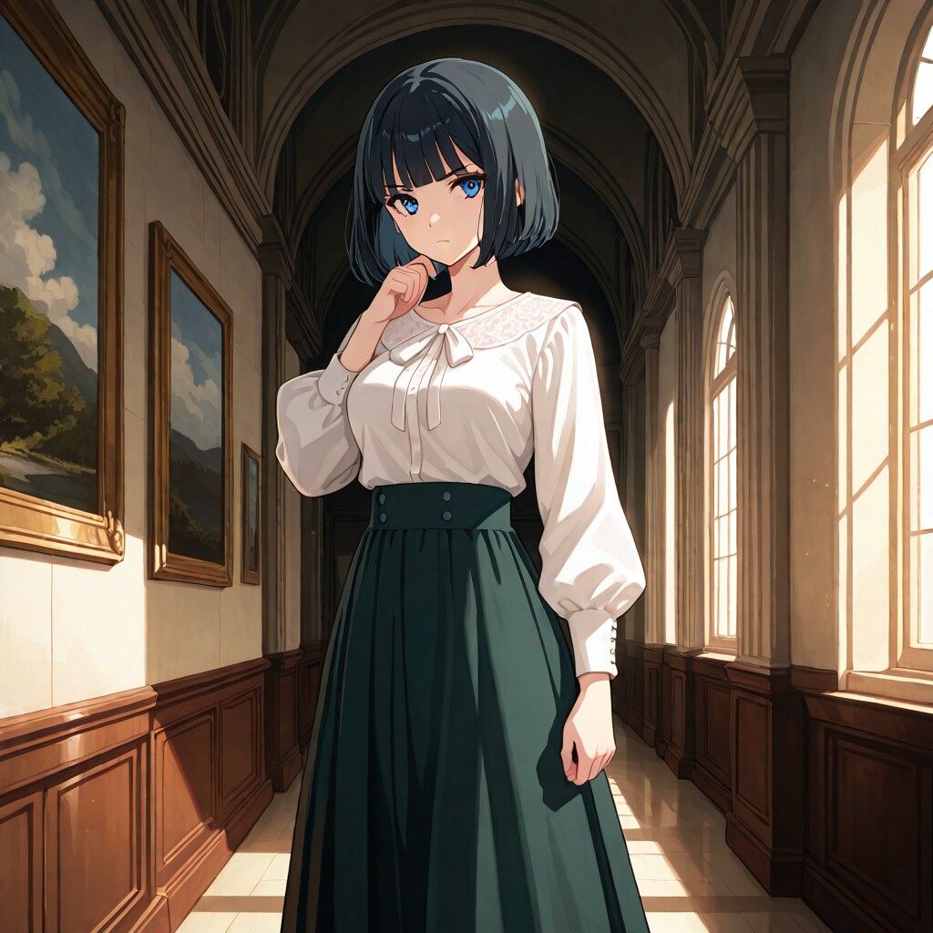 美術館で見せるキリっとした顔
