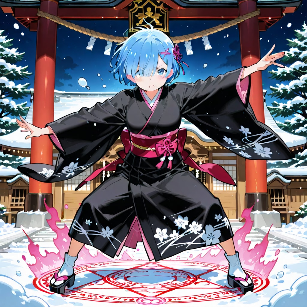 初詣のお祈りの仕方が激しいレム！！ | の人気AIイラスト・グラビア